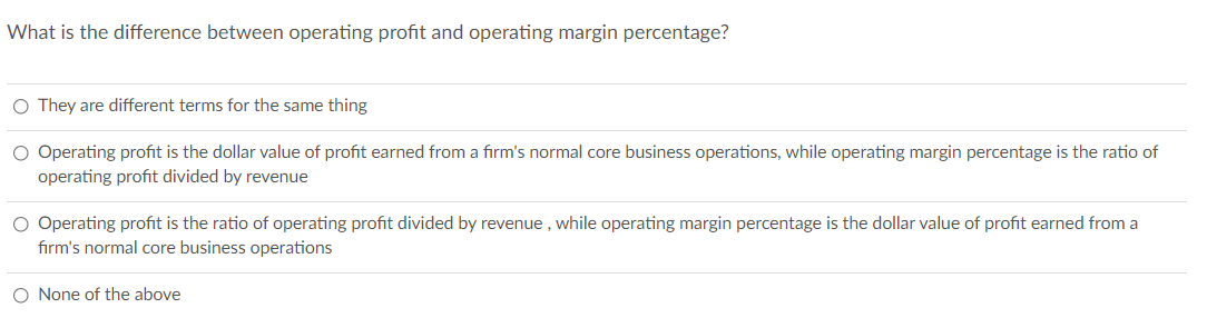  What is the difference between operating profit and operating margin percentage?