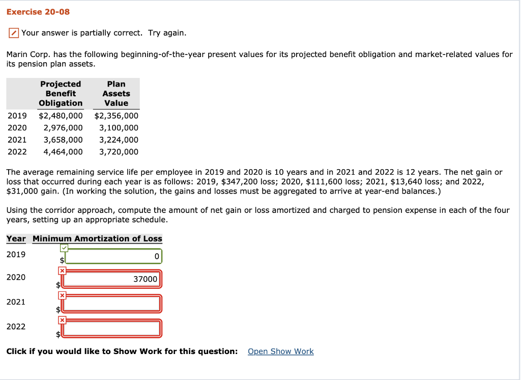 Marin Corp. has the following beginning-of-the-year present values for its projected benefit