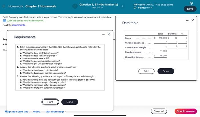  Homework: Chapter 7 Homework Question 8, E7-40A (similar to) Part 1