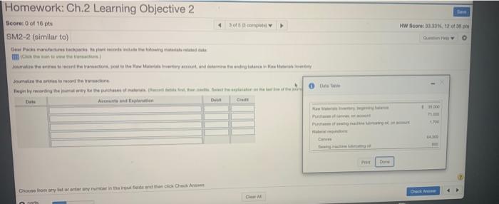  Homework: Ch.2 Learning Objective 2 Score of 16 pts
