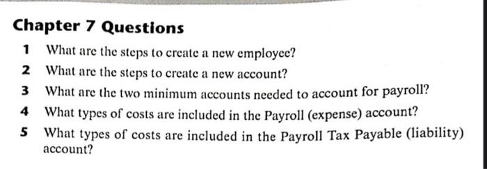  Chapter 7 Questions 1 What are the steps to create a