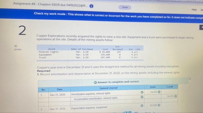  Assignment #8 - Chapters 9,10,11-due 041920220116 Check my work mode :
