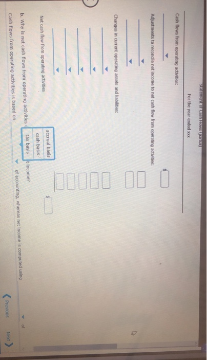 following items for year: Depreciation expense $38,300 Gain on disposal of equipment