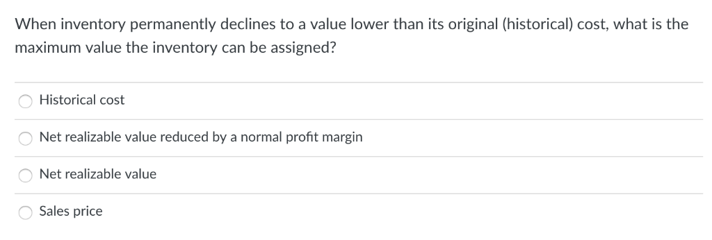 When inventory permanently declines to a value lower than its original