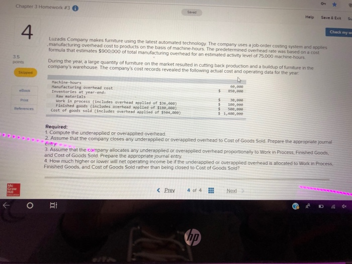  Chapter 3 Homework #3 Help Save&Exit Su Check my w 4