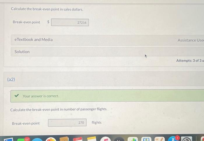 point. Break-even point eTextbook and Media Attempts: 1 of 3 us (c)