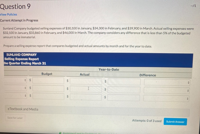 budgeted selling expenses of $30,100 in January, $34,300 in February, and $39,900