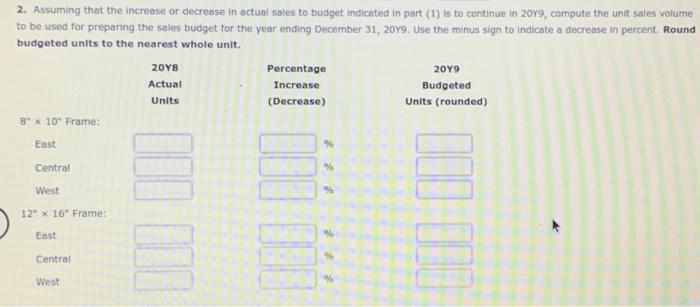 year ending December 31,20Y8, The unit seling price for the 810 frame