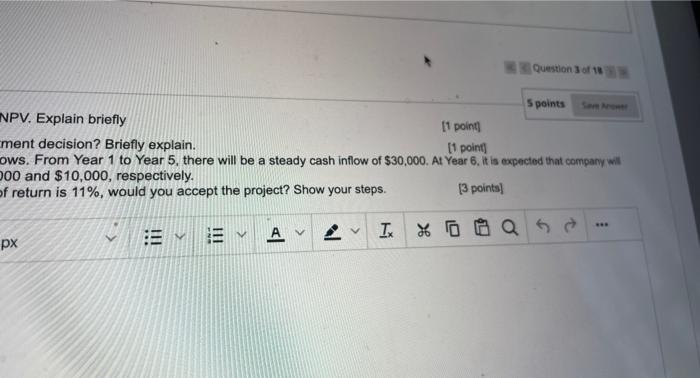 replaced by NPV. Explain briety 11 point b) For projects with different