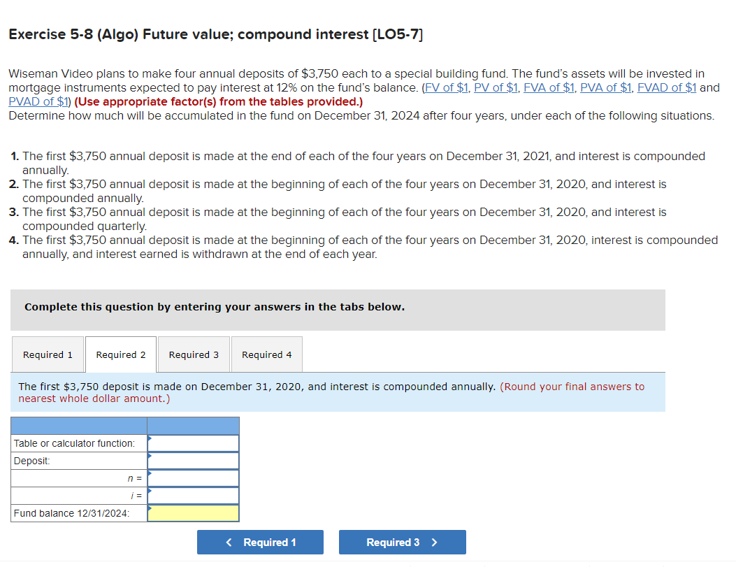 to make four annual deposits of $3,750 each to a special building