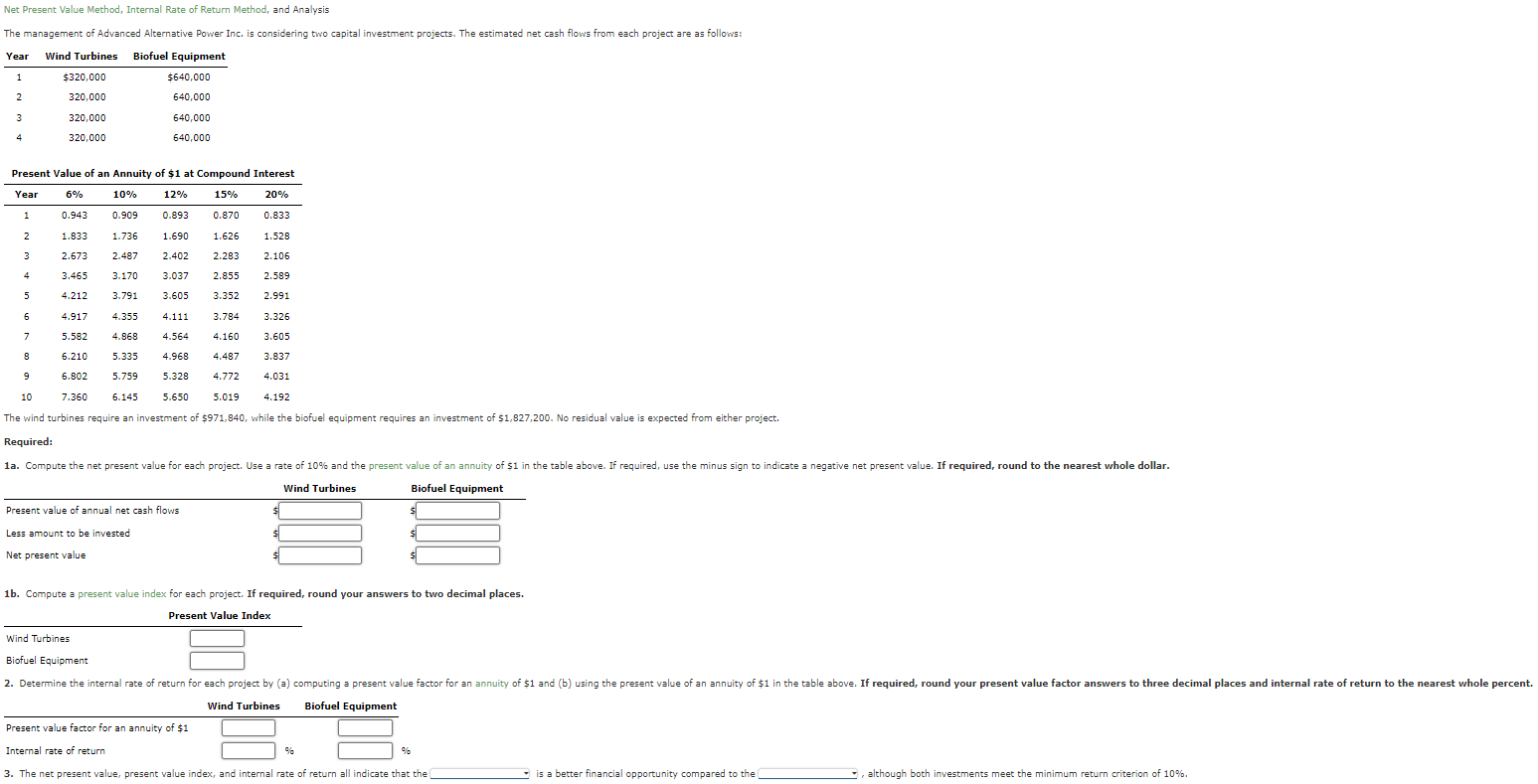  Net Present Value Method, Internal Rate of Return Method, and Analysis