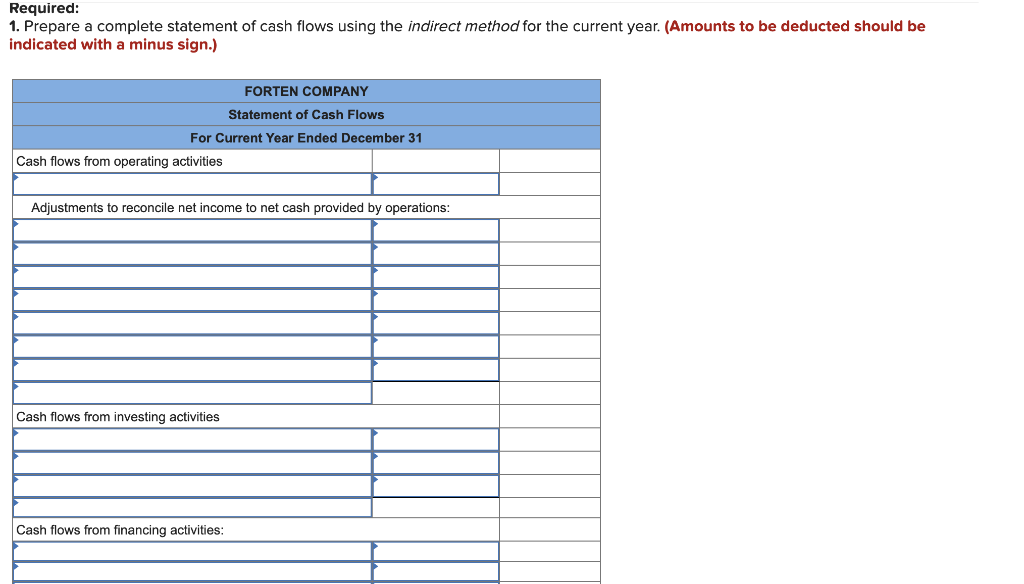 income statement, comparative balance sheets, and additional information follow. For the year,
