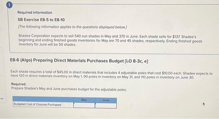  please and thank you Required information SB Exercise E8-5 to E8-10
