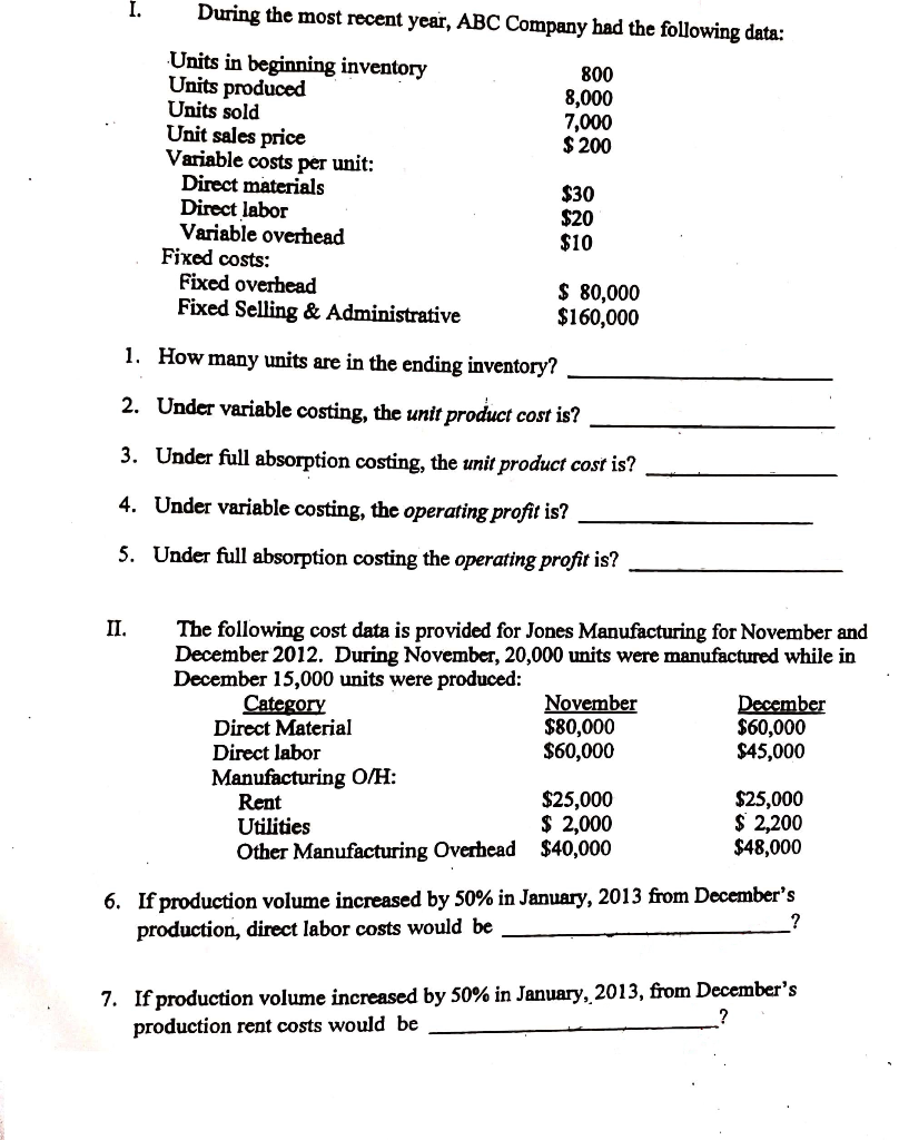 ANSWER ALL POINTS AS PROVIDED BY THE PROBLEM I. During the most