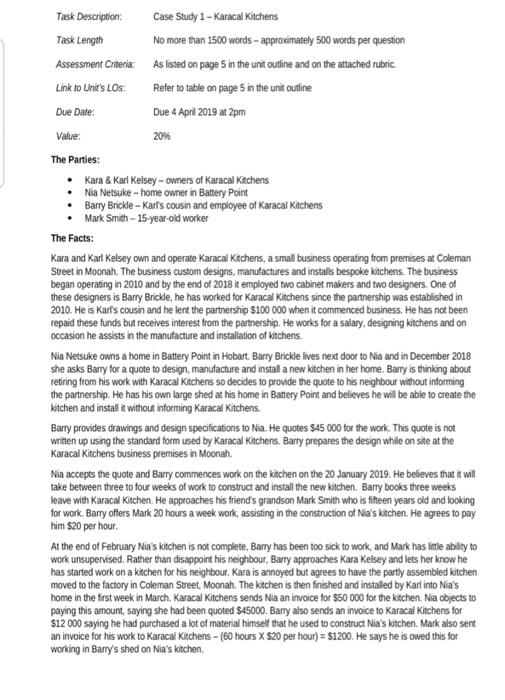  write a 1500 words case study Task Description: Case Study 1-Karacal