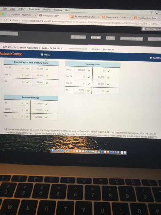 of Accounting I Section 06 Fall 2017 usinessCourse Menu Stockholders' Equity: Transactions