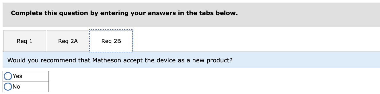 to be acquired to produce the device. The equipment would cost $228,000