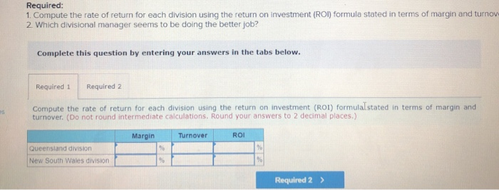 operating data for two divisions of Outback Brewing, Ltd., of Australia are