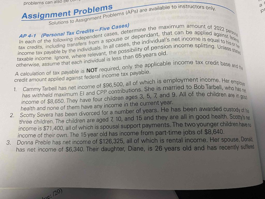  Assignment Problems Solutions to Assignment Problems (APS) are available to instructors