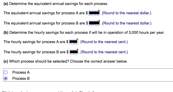 The cash flows in the table below represent the potential annual savings