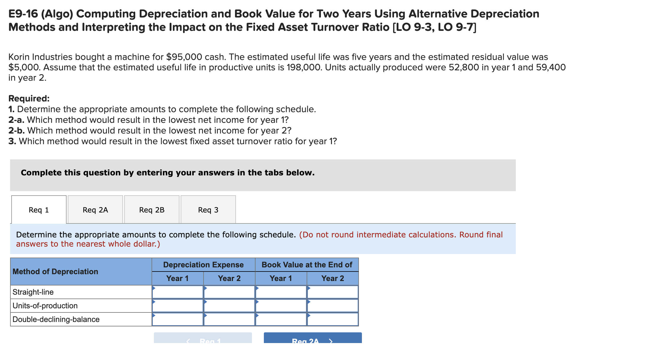  E9-16 (Algo) Computing Depreciation and Book Value for Two Years Using