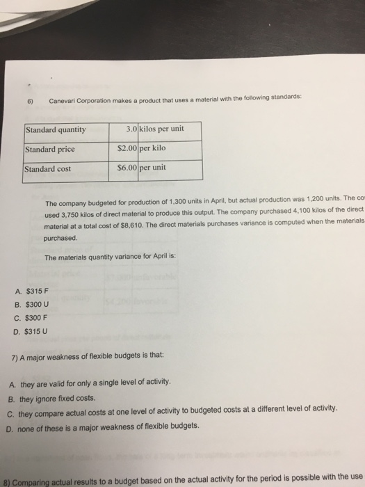 6&7 company planned for of 5,000 machine hours, but the actual level