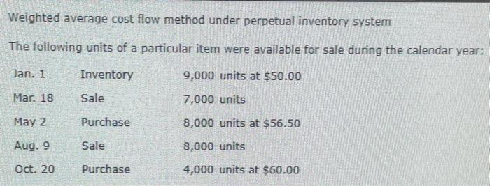 units of a particular item were available for sale during the calendar