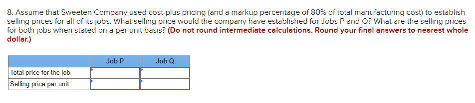 sold only two jobs during March, Job P and Job Q. The