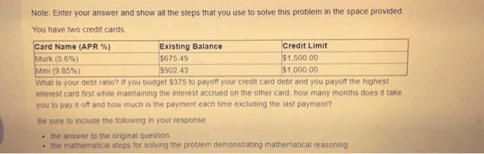  Note: Enter your answer and show all the steps that you