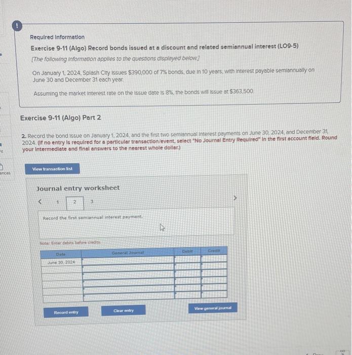 displayed below] On January 1,2024 , Splash City issues $390,000 of 7%