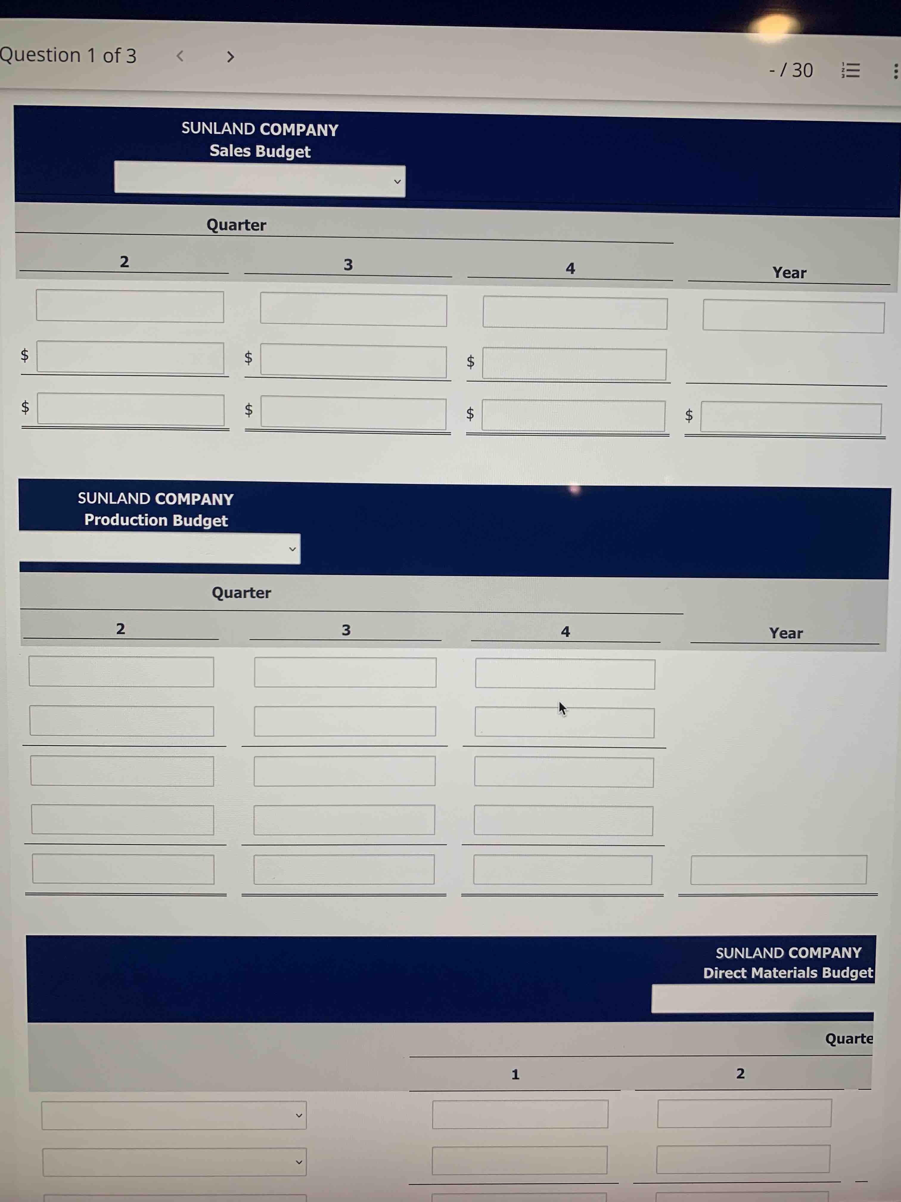 total 1,200,000 units. Quarterly sales are 19\%, 25\%, 24\%, and 32\%, respectively.