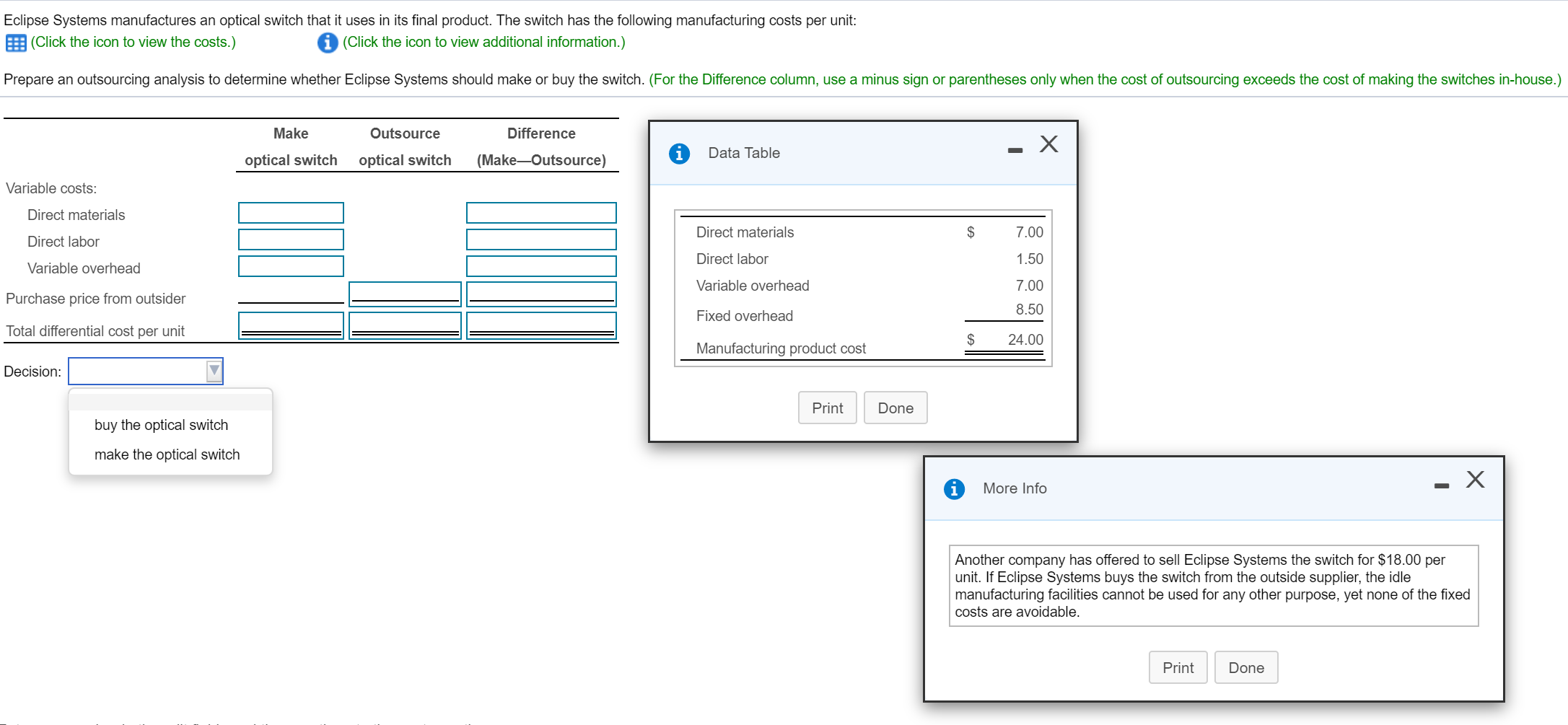  Eclipse Systems manufactures an optical switch that it uses in its