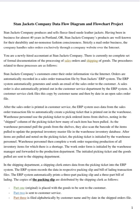  Stan Jackets Company Data Flow Diagram and Flowchart Project Stan Jackets