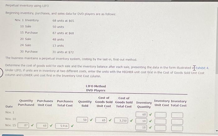  Perpetual inventory using UFO Beginning inventory, purchases, and sales data for