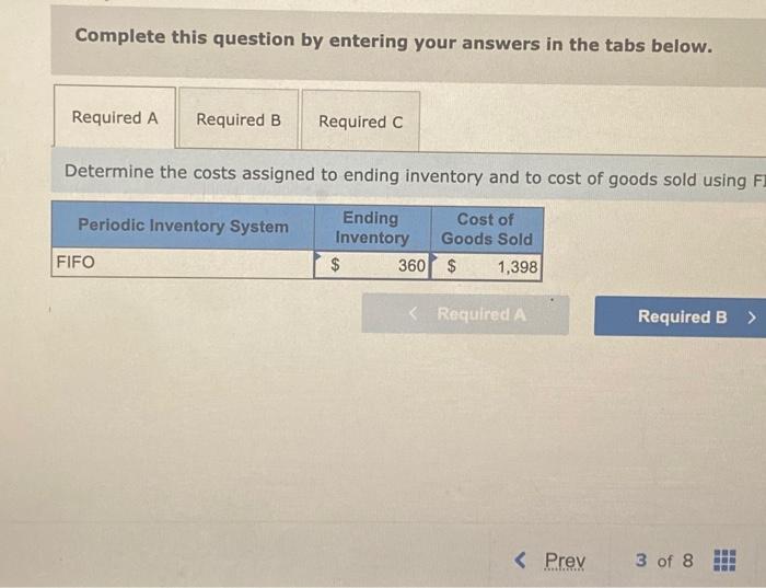 question by entering your answers in the tabs below. Determine the costs
