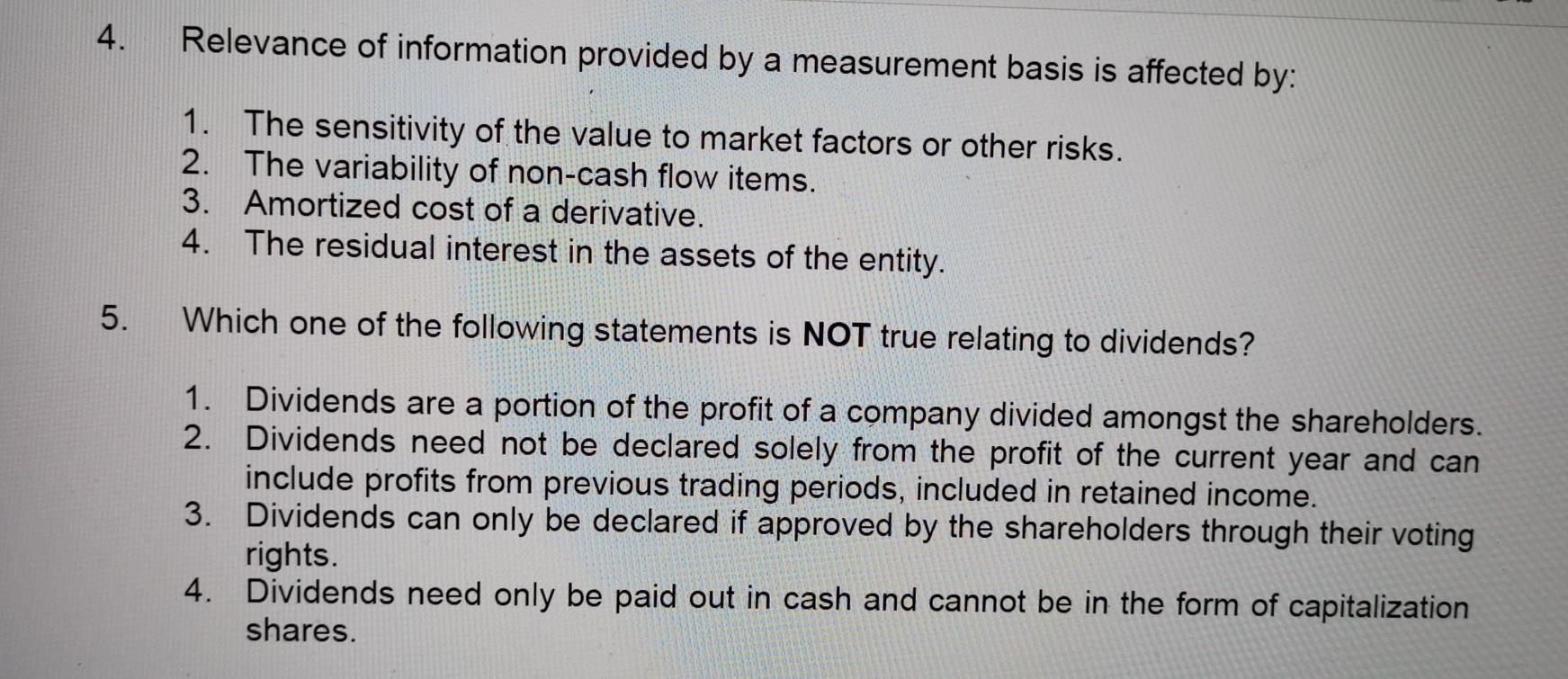 The following list of balances appears, amongst others, in the accounting records