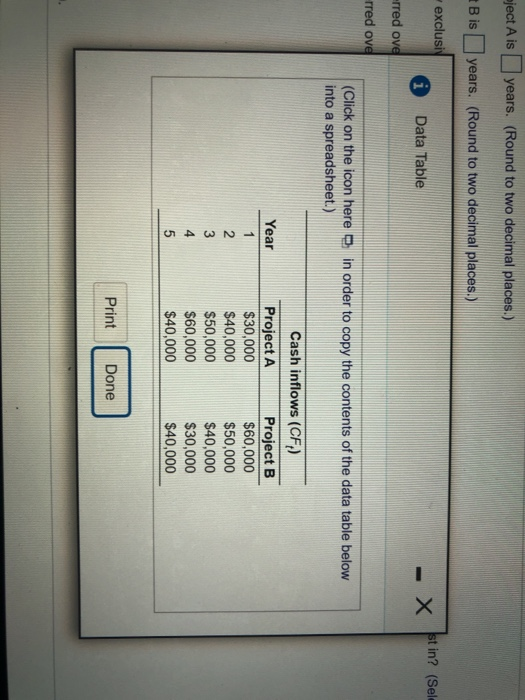 Inc., is considering two mutually exclusive projects. Each requires an initial Investment