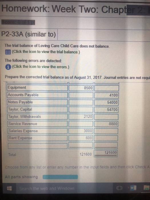 left side is the orginal trail balance. this is where i have