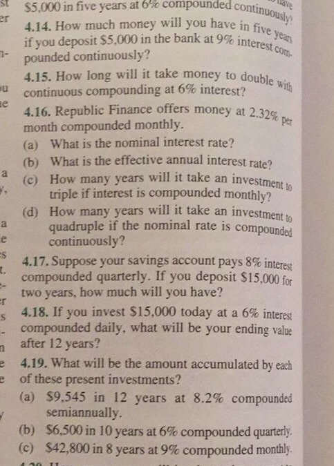  $5,000 in five years at compounded continuously? How much money will