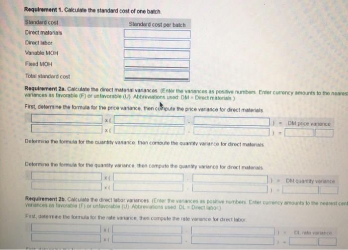 Actual cost and operating data from the most recent month are as