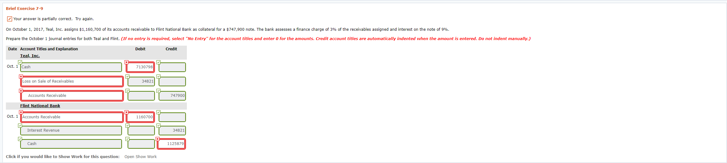  Brief Exercise 7-9 Your answer is partially correct. Try again On