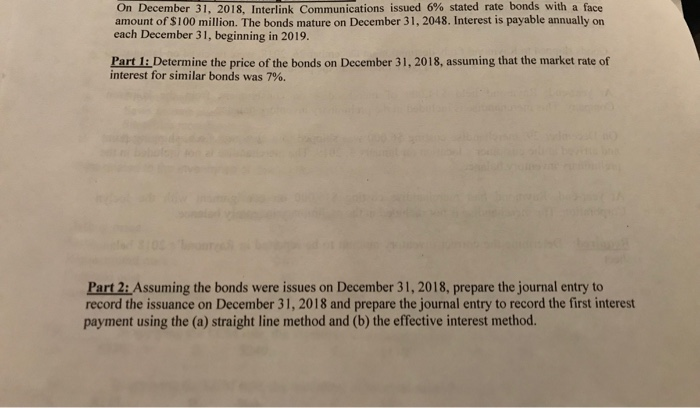  On December 31, 2018, Interlink Communications issued 6% stated rate bonds