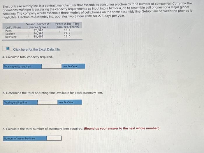  Electronics Assembly Inc. is a contract manufacturer that assembles consumer electronics