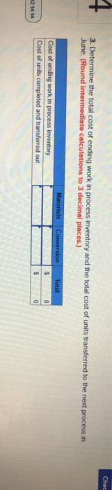through two departments prior to completion. The information shown in the table