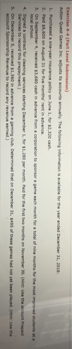  fill in the chart Exercise 4-4 (Part Level Submission) Action Quest