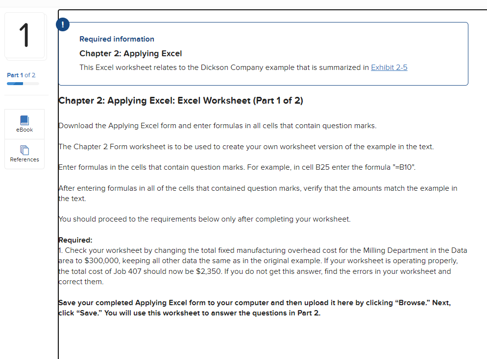  Required information Chapter 2: Applying Excel This Excel worksheet relates to