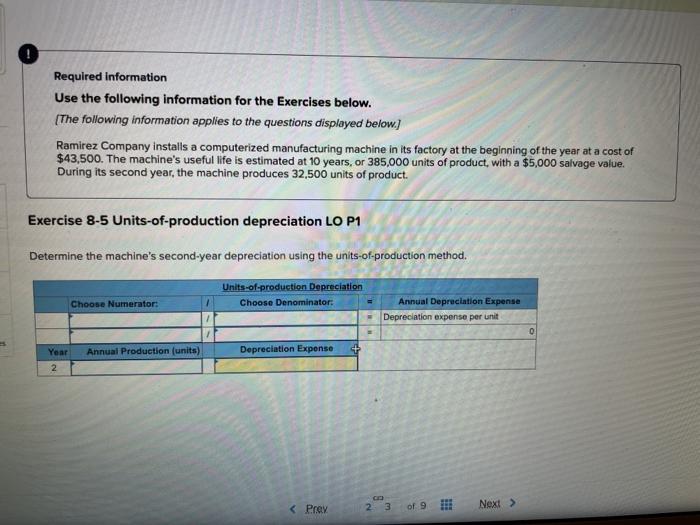 Exercises below. [The following Information applies to the questions displayed below.) Ramirez