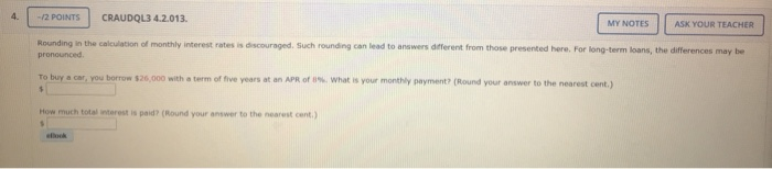  - 2 POINTS CRAUDQL3 4.2.013. MY NOTES | ASK YOUR TEACHER