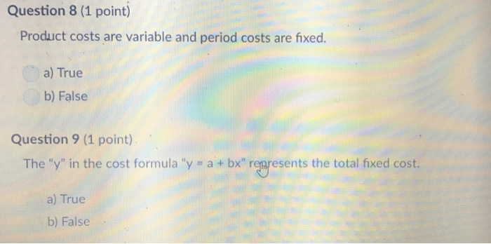 be classified as part of manufacturing overhead. a) True b) False Question