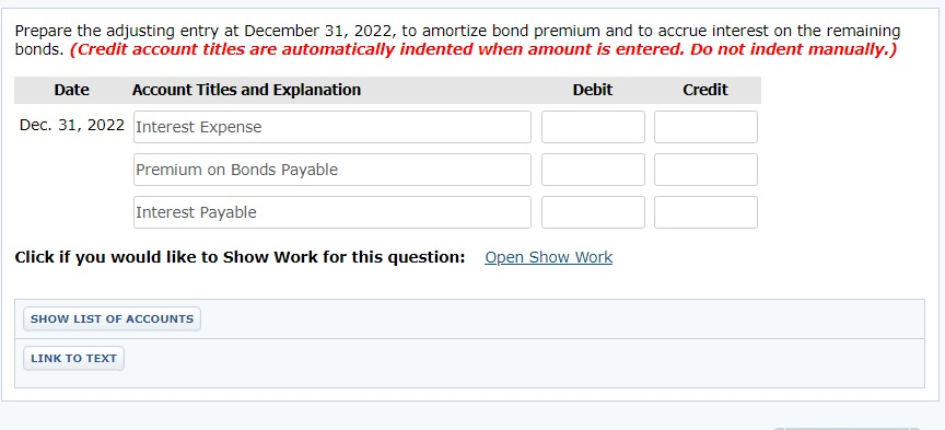 Company Balance Sheet (partial) December 31, 2020 Current Liabilities Interest payable (for